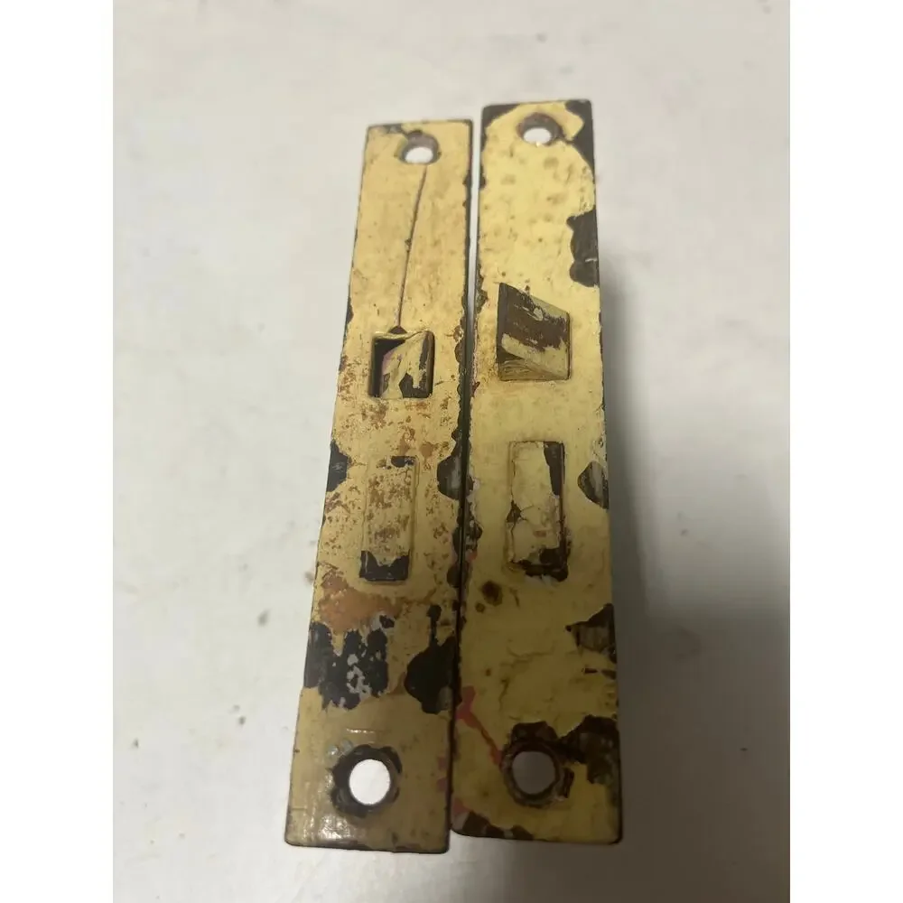 Pair set of 2 Antique Sargent ornate Mortise Lock Box Cast Iron art deco USA